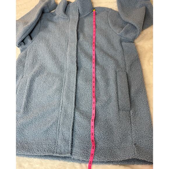 NWT Lands’ End Boucle Fleece Coat Pale Slate Blue Fuzzy Warm Fall Jacket Size 1X - Picture 10 of 13